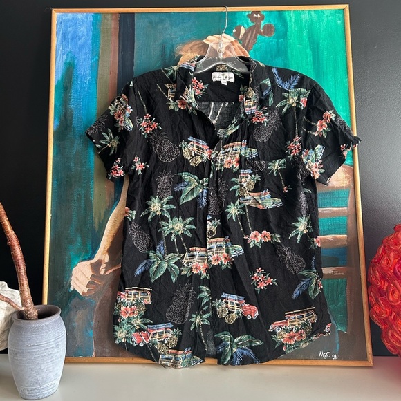 Vintage Aloha Joe Tropical Black Hawaiian Shirt Unisex - Picture 2 of 15